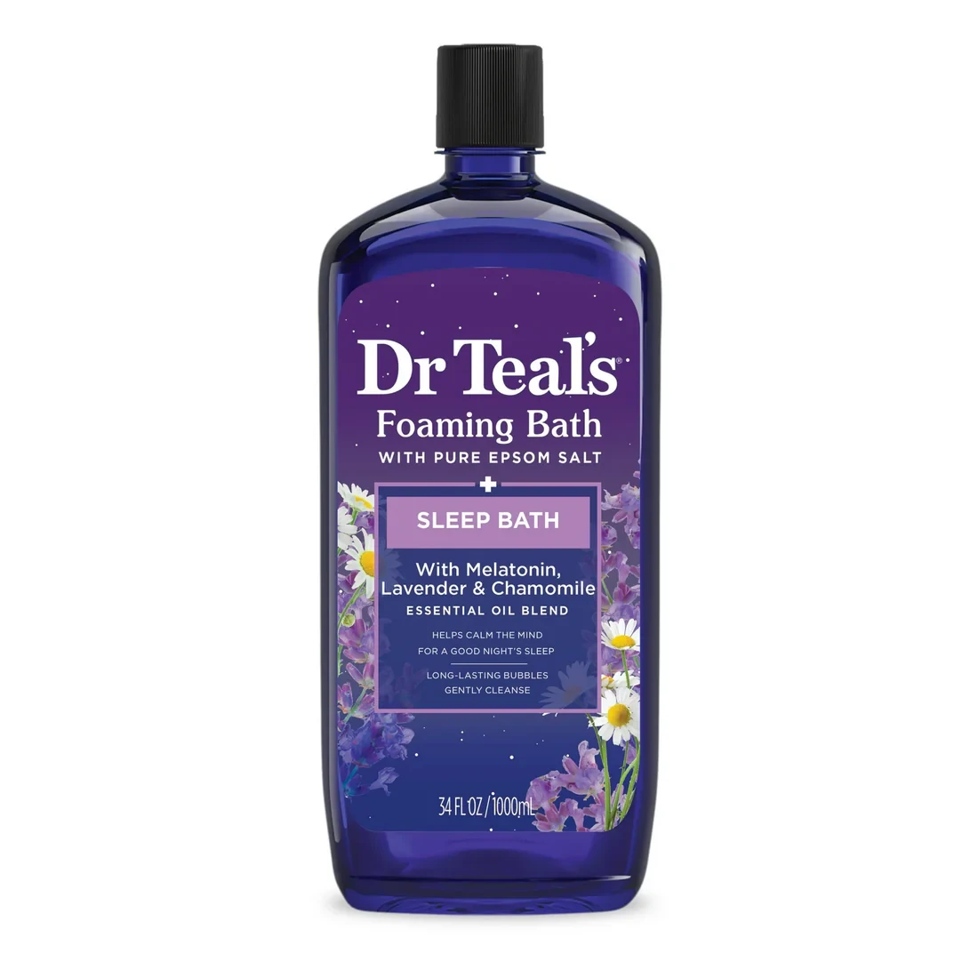 Dr Teal's Foaming Bath, Sleep Bath with Melatonin, Lavender & Chamomile Essential Oils - 1000ml